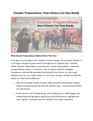 Disaster Preparedness: How Citizens Can Stay Ready