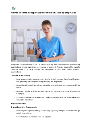 How to Become a Support Worker in the UK - Step-by-Step Guide