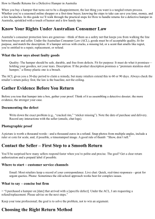 How to Handle Returns for a Defective Hamper in Australia