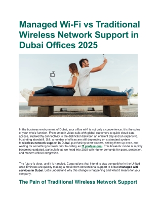 Managed Wi-Fi vs Traditional Network Support in Dubai 2025