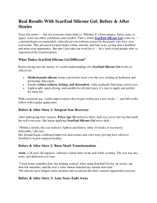 Real Results With ScarEnd Silicone Gel