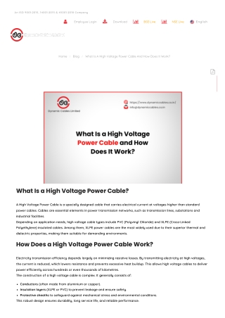What Is a High Voltage Power Cable and How Does It Work