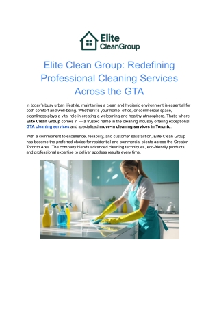 Elite Clean Group_ Redefining Professional Cleaning Services Across the GTA
