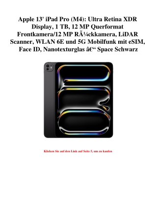 7092 Apple 13' iPad Pro  M4   Ultra Retina XDR Display  1 TB  12 MP Querformat Frontkamera 12 MP RÃƒÂ¼ck
