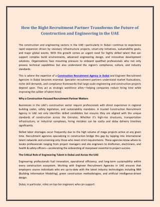 How the Right Recruitment Partner Transforms the Future of Construction and Engi