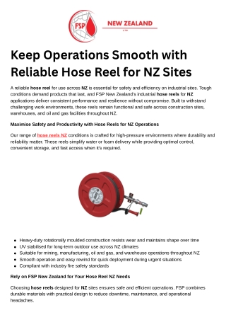 Keep Operations Smooth with Reliable Hose Reel for NZ Sites