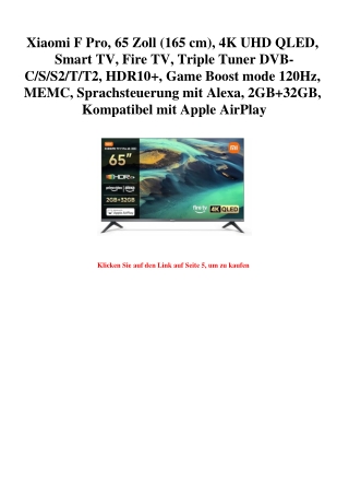 6062 Xiaomi F Pro  65 Zoll  165 cm   4K UHD QLED  Smart TV  Fire TV  Triple Tuner DVB-C S S2 T T2  HDR10