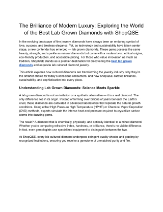 Affordable Cultured Diamonds with Natural Brilliance | ShopQSE