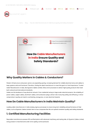 How Do Cable Manufacturers in India Ensure Quality and Safety Standards