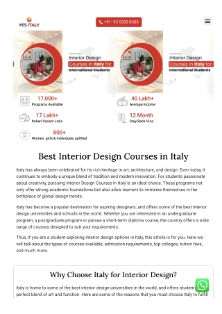 Top Interior Design Courses in Italy for Students