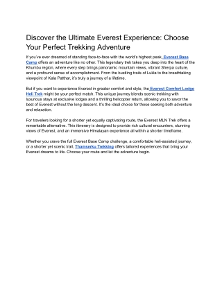 Discover the Ultimate Everest Experience_ Choose Your Perfect Trekking Adventure