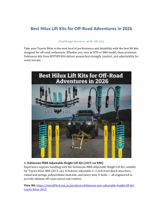Best Hilux Lift Kits for Off-Road Adventures in 2026