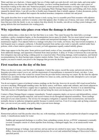 How to Manage Insurance Coverage Denials for Water Damage Remediation