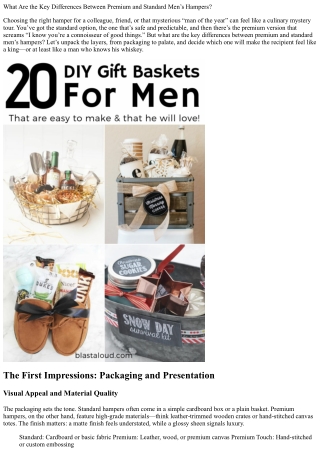 What Are the Key Differences Between Premium and Standard Men’s Hampers?