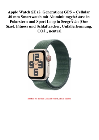 2991 Apple Watch SE  2. Generation  GPS   Cellular 40 mm Smartwatch mit AluminiumgehÃƒÂ¤use in Polarster