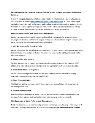 Laravel Development Company in Noida.
