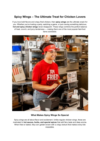 Spicy Wings – The Ultimate Treat for Chicken Lovers