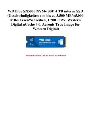 6538 WD Blue SN5000 NVMe SSD 4 TB interne SSD  Geschwindigkeiten von bis zu 5.500 MB s 5.000 MB s Lesen