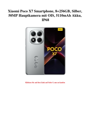1381 Xiaomi Poco X7 Smartphone  8 256GB  Silber  50MP Hauptkamera mit OIS  5110mAh Akku  IP68