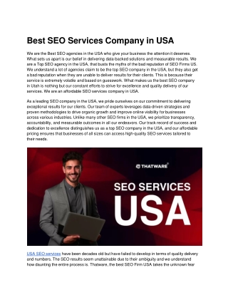 Best SEO Services Company in USA
