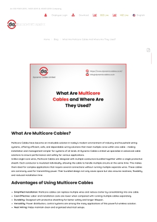 What Are Multicore Cables and Where Are They Used
