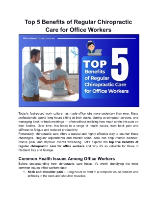 Top 5 Benefits of Regular Chiropractic Care for Office Workers
