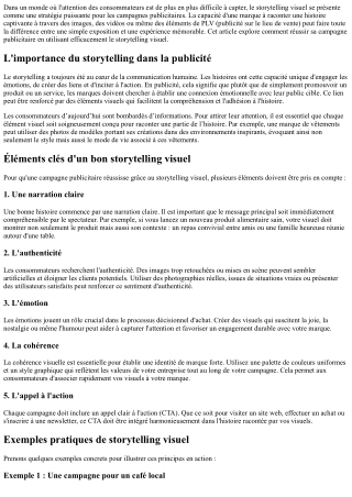 Réussir sa campagne publicitaire via un bon storytelling visuel.
