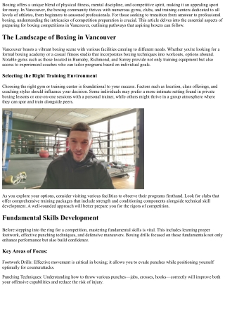 Boxing Competition Preparation in Vancouver: Amateur to Pro Pathways