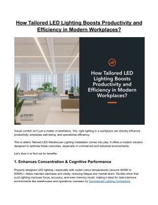 How Tailored LED Lighting Boosts Productivity & Efficiency in Modern Workplaces?