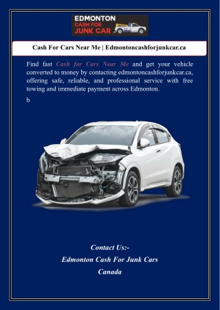 Cash For Cars Near Me | Edmontoncashforjunkcar.ca