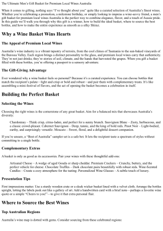 The Ultimate Men’s Gift Basket for Premium Local Wines Australia