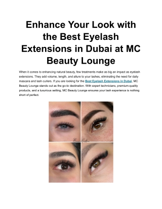 Enhance Your Look with the Best Eyelash Extensions in Dubai at MC Beauty Lounge
