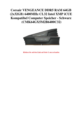 3069 Corsair VENGEANCE DDR5 RAM 64GB  2x32GB  6400MHz CL32 Intel XMP iCUE Kompatibel Computer Speicher -