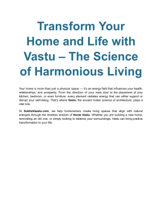 Transform Your Home and Life with Vastu – The Science of Harmonious Living