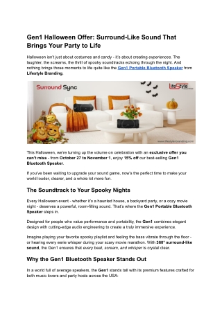Gen1 Halloween Offer_ Surround-Like Sound That Brings Your Party to Life