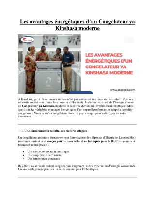 Les avantages énergétiques d’un congélateur moderne à Kinshasa