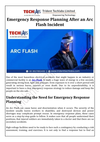 Emergency Response Planning After an Arc Flash Incident