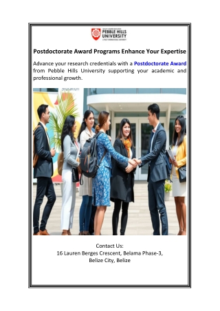 Postdoctorate Award Programs Enhance Your Expertise