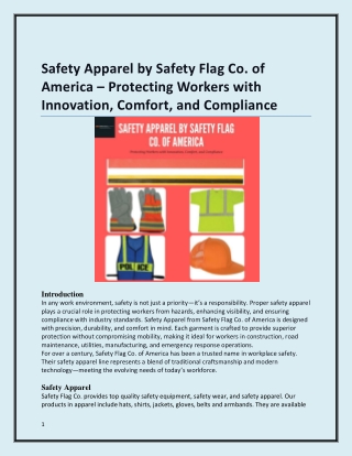 Safety Apparel by Safety Flag Co. of America – Protecting Workers with Innovatio