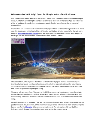 Milano Cortina 2026 Italy’s Quest for Glory in an Era of Artificial Snow