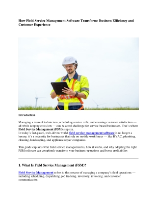 How Field Service Management Software