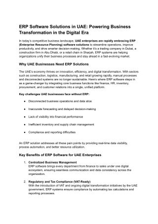 ERP Software Solutions in UAE_ Powering Business Transformation in the Digital Era
