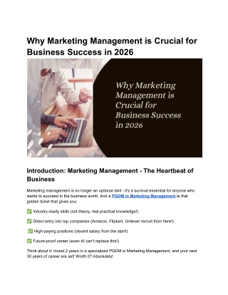 Why Marketing Management is Crucial for Business Success in 2026