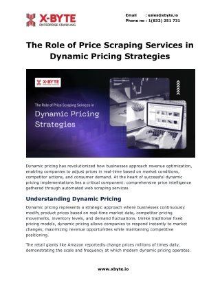 The Role of Price Scraping Services in Dynamic Pricing Strategies