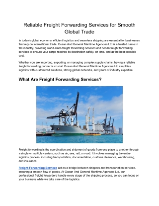 Efficient Ocean Freight Shipping Services for Global Cargo Transport