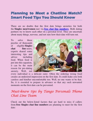 Planning to Meet a Chatline Match? Smart Food Tips You Should Know