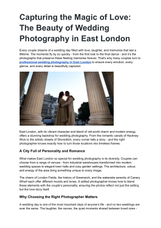 Capturing Everlasting Moments_ The Beauty of Modern Wedding Photography in East London