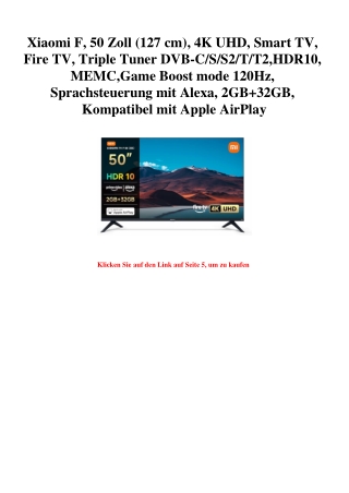 1073 Xiaomi F  50 Zoll  127 cm   4K UHD  Smart TV  Fire TV  Triple Tuner DVB-C S S2 T T2 HDR10  MEMC Gam