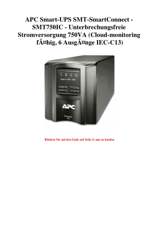 6683 APC Smart-UPS SMT-SmartConnect - SMT750IC - Unterbrechungsfreie Stromversorgung 750VA  Cloud-monito
