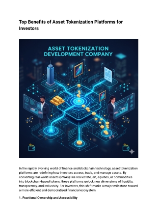Top Benefits of Asset Tokenization Platforms for Investors